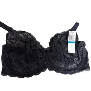 Paramour by Felina Peridot Unlined Lace Bra  38DDD 245033  Black‎